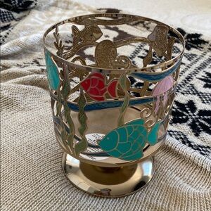 Gold and Multicolor Ocean-Themed Candle Holder
